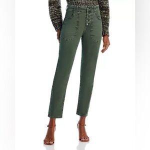 Veroncia Beard Forest Green Arya Straight Cargo Jeans raw hem Size 24/00